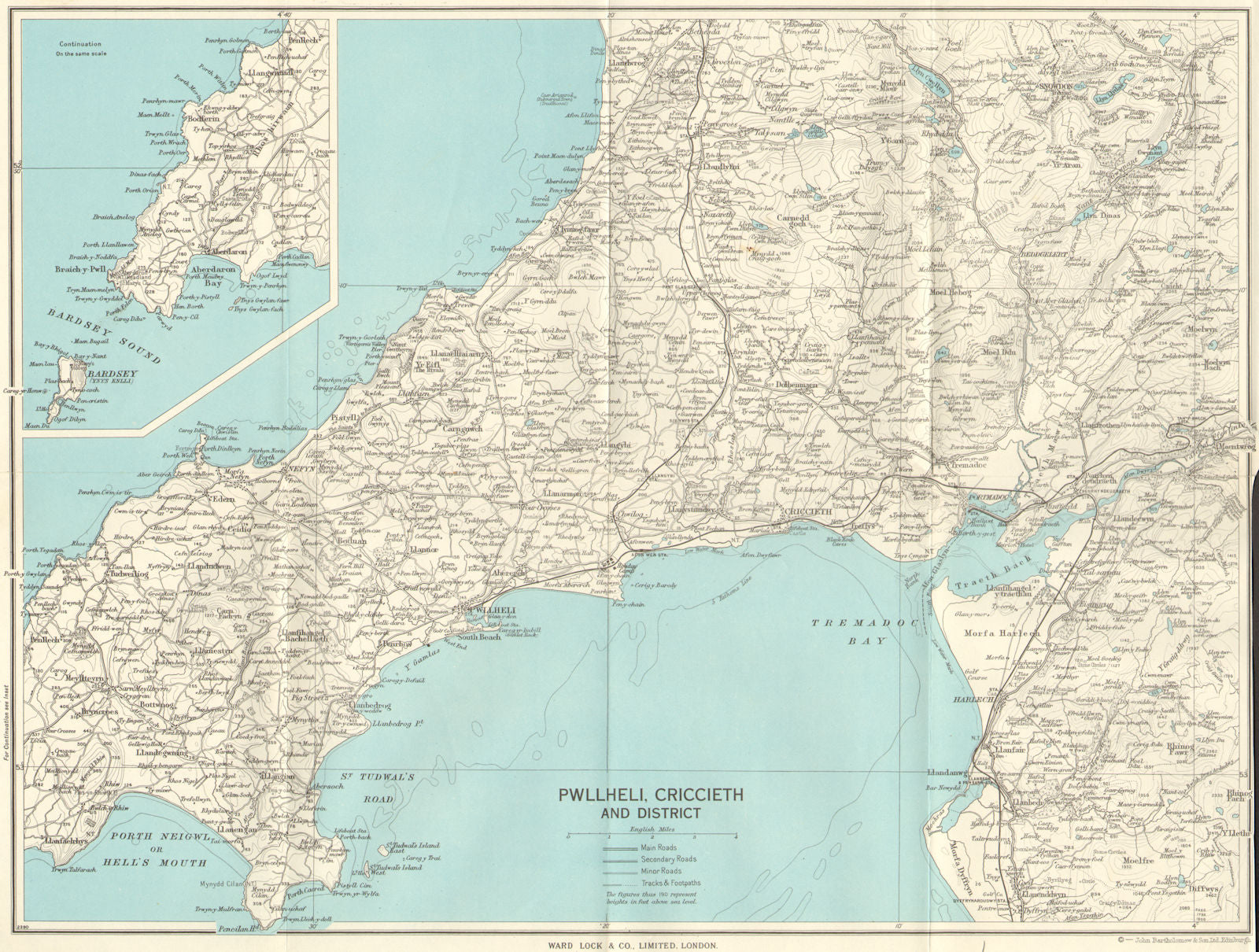 TREMADOG BAY & LLYN PENINSULA Pwllheli Porthmadog Criccieth WARD LOCK 1964 map